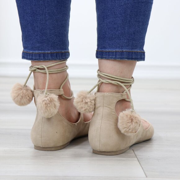 Pointed Toe Faux Suede Strappy Slip-On Flats - Picture 8 of 11